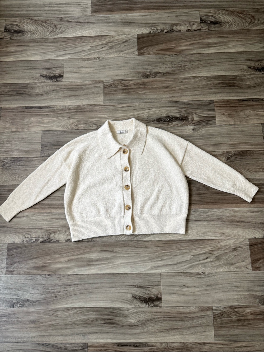 AYR Women's The Library Cardi Cardigan Cream Ivory Organic Cotton Sz Extra Small